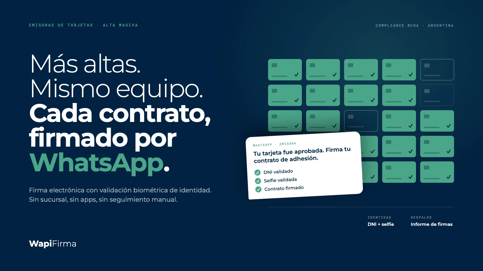 Firma electrónica para emisoras de tarjetas en Argentina por WhatsApp